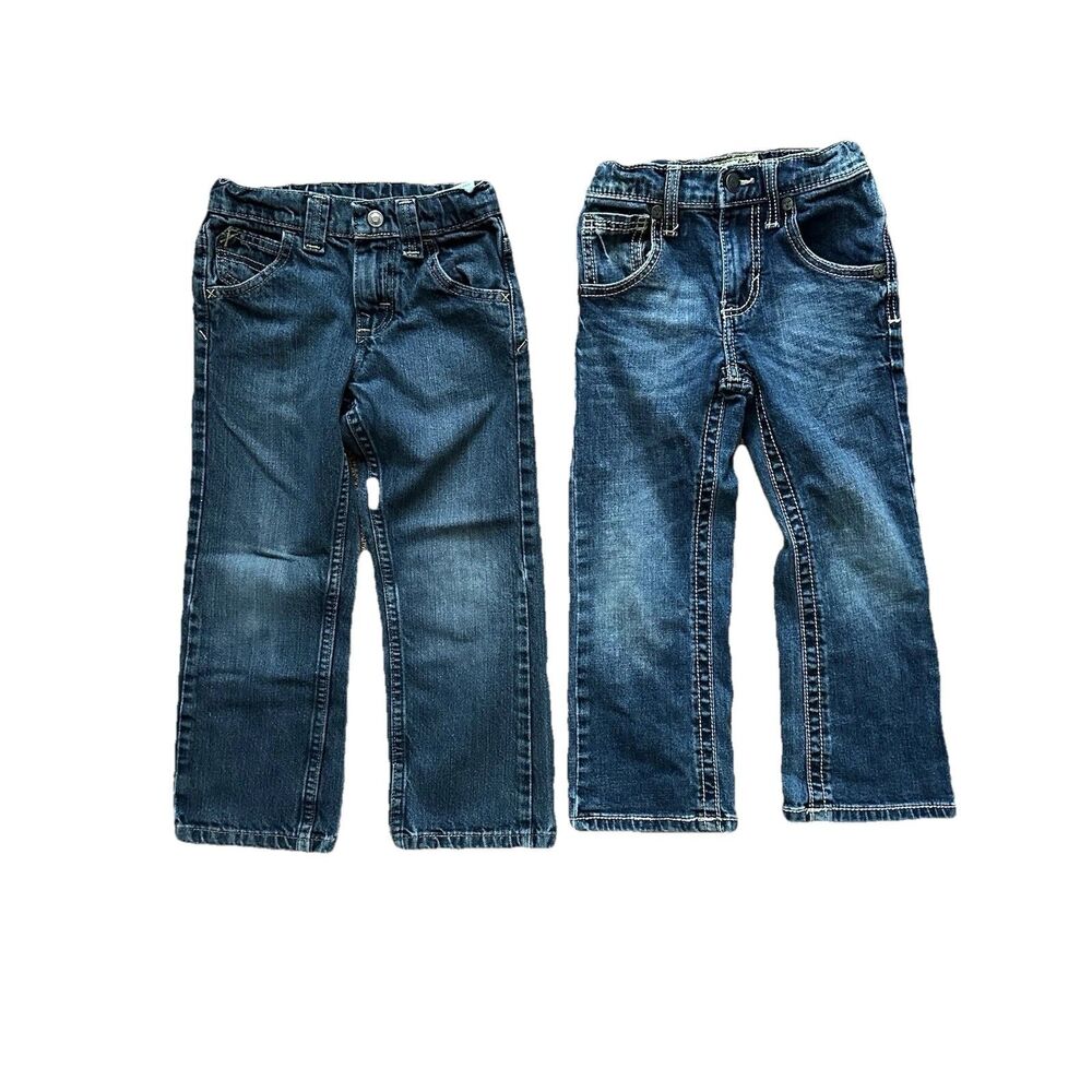 Wrangler Jeans Girls 5 Reg Blue Denim Adjustable Waist Cowgirl Western Rodeo X2